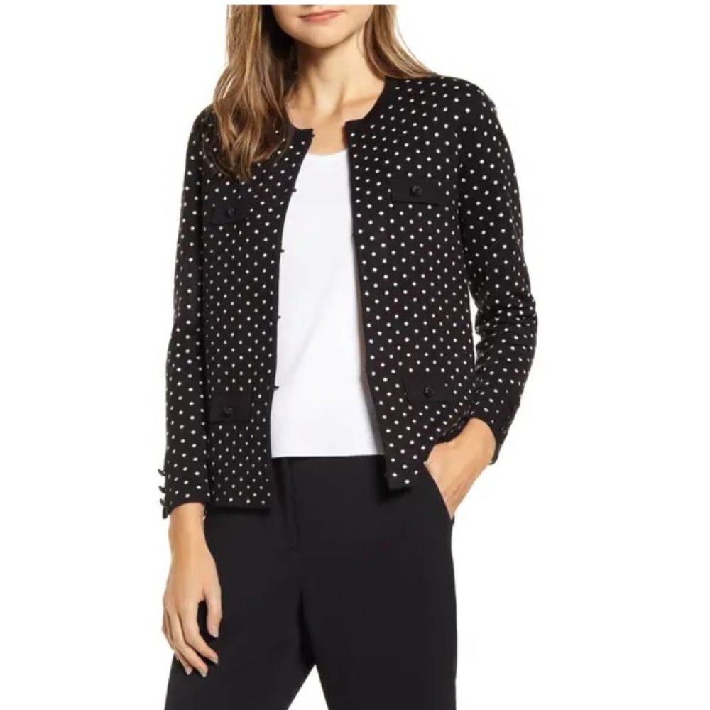 Anne Klein Dot Jacquard Cardigan